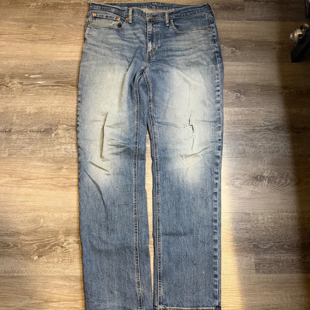 Levis 541 Athletic Taper Jeans Light Wash Blue Distressed Mens 34x34 Denim
